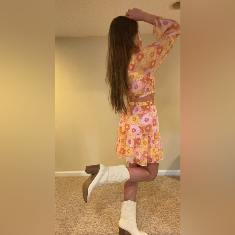 Floral Pink and Orange Skirt